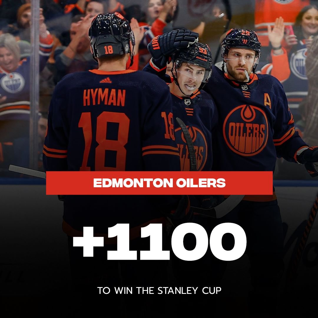 💰🏒 STANLEY CUP - PROP!

The Oilers are heating up at the right time!

Just 3 points back of first in the West, they’re 11-2-1 over their last 14 and have the fifth best odds to win the Stanley Cup!

Are you backing them to win it all? 🤑

#NHL ➡️ bit.ly/BodogPlay