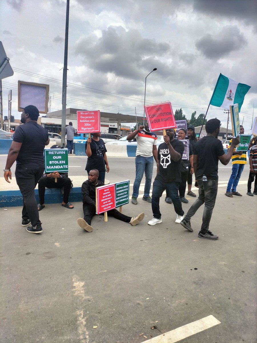 Rivers State has joined the protests demanding the restoration of Peter Obi's mandate stolen by the APC and INEC. MC Olomo| Arrested| Where is Tinubu| Emeka| Nigerians Davido| Daniel Regha| Datti| Interim