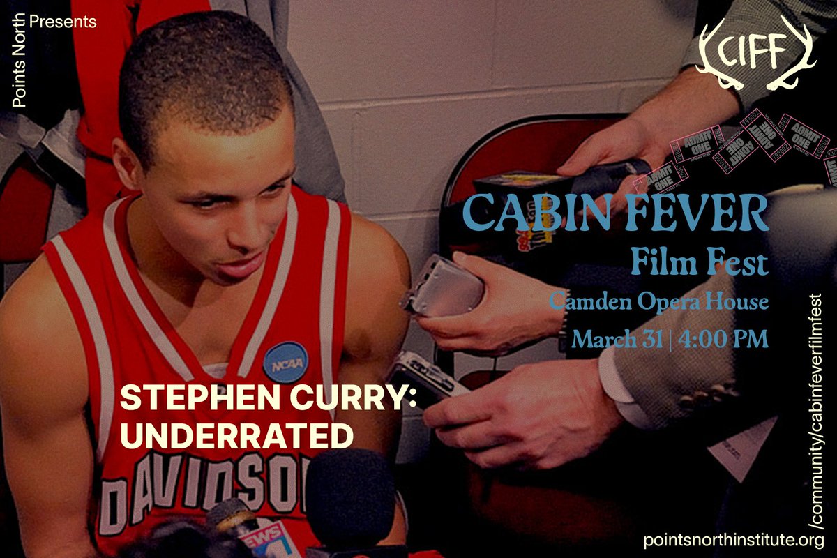 Are there any Steph Curry fans out there? Don't miss STEPHEN CURRY: UNDERRATED the latest from @AppleTV playing this weekend for Cabin Fever Film Fest! Cattail Band will play live before the show! Make sure to arrive early. Passes/tickets/schedule at bit.ly/42Tu3hF