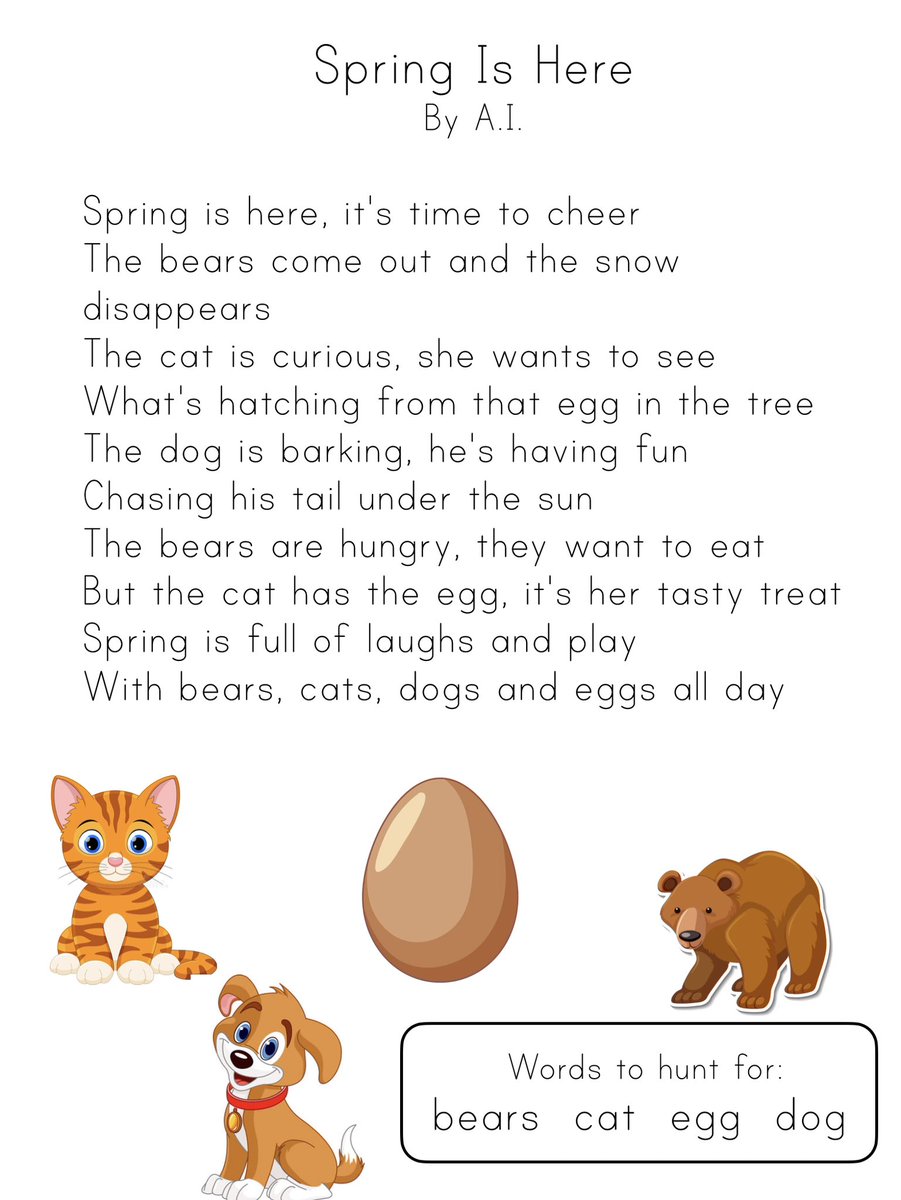 mrstepien's tweet photo. We love new tech!  Today, we  brainstormed which words we wanted in our next “poem of the week”.  We then asked ChatGPT to write one for us, which we then edited to shorten it up a bit. Very cool collaboration with our A.I. partner! @PlowmansPS2016 #grade1 #PeelEML @PeelSchools https://t.co/LcRsLv3GKz
