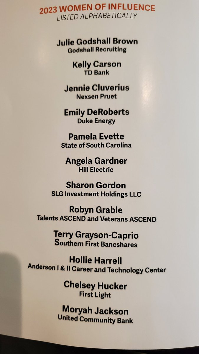 Our <a href="/DukeEnergy/">Duke Energy</a> South Carolina team is special and <a href="/mawmawem/">Emily DeRoberts</a> is a leader and certainly a Woman of Influence as recognized by the GSA Business Report. #GSAWOI