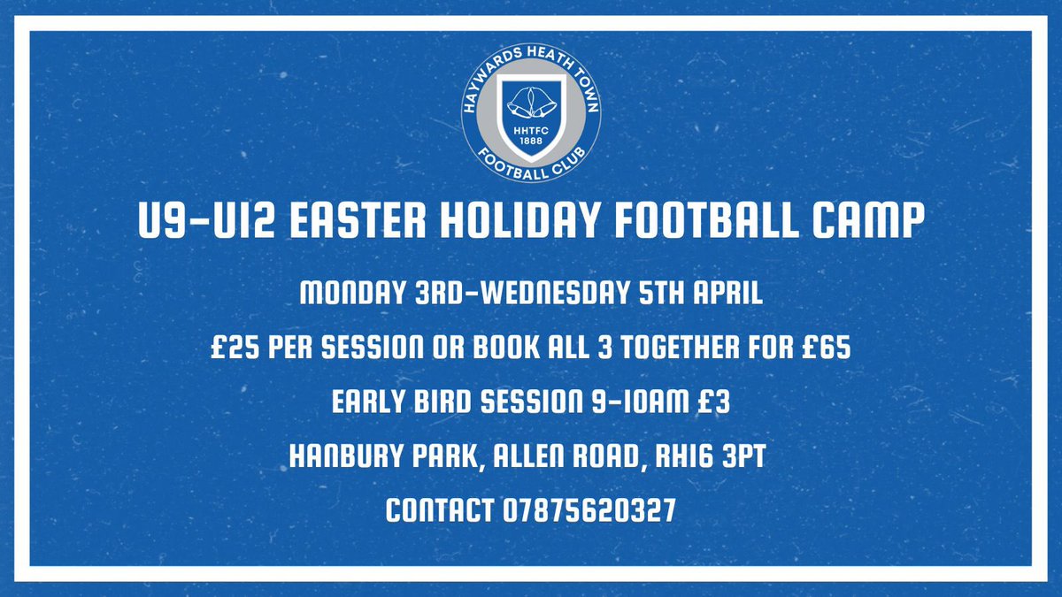 hhyouthfc's tweet photo. Still time to book these fantastic football courses over the Easter holidays 💙⚽️ https://t.co/WeLhnwx1NQ