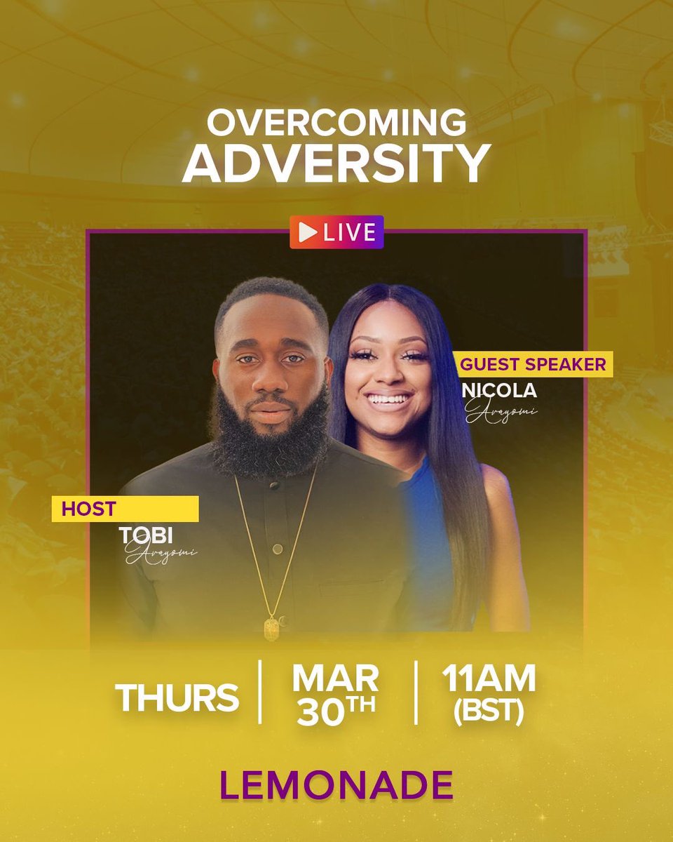 elv8now's tweet photo. YES IT IS HAPPENING!! π¨π¨
@tobiarayomi will be joined by his beautiful wife @nickellabian as they share what it REALLY takes to OVERCOME ADVERSITY! ππ₯
π 30.03.23
β° 11:00AM (BST)
π@tobiarayomi IG page
#elevate #lemonade #mindset #winnersparty https://t.co/LFCIHgYkJa