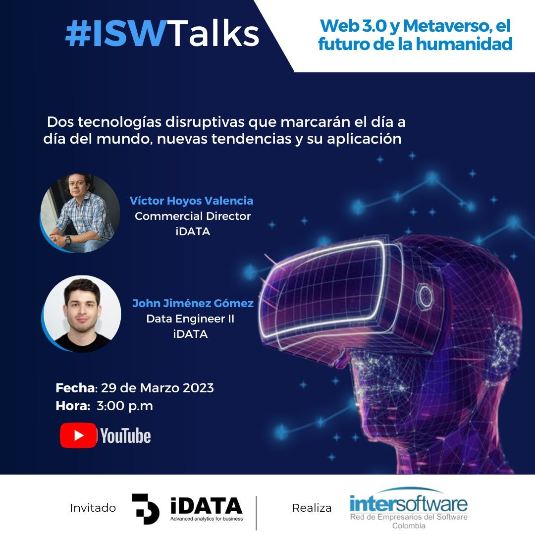 InterSoftwareCo's tweet image. Estamos al aire #ISWTALKS
Sobre “Web 3.0 y Metaverso, el futuro de la humanidad” este es el link de la transmision en youtube: lnkd.in/gVeQ5VVt
Comparte y conéctate 💙

Con el apoyo de: @iDATA_co