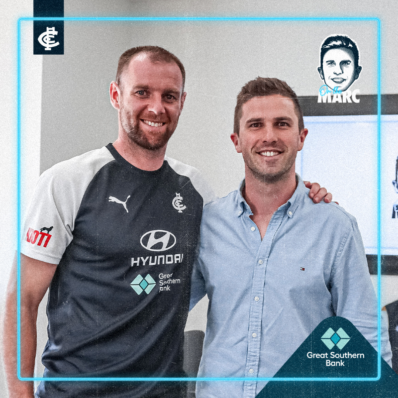 CarltonFC's tweet photo. A great man, a fierce competitor and an average golfer. 🏌️‍♂️

Episode two of On the Marc is now live.