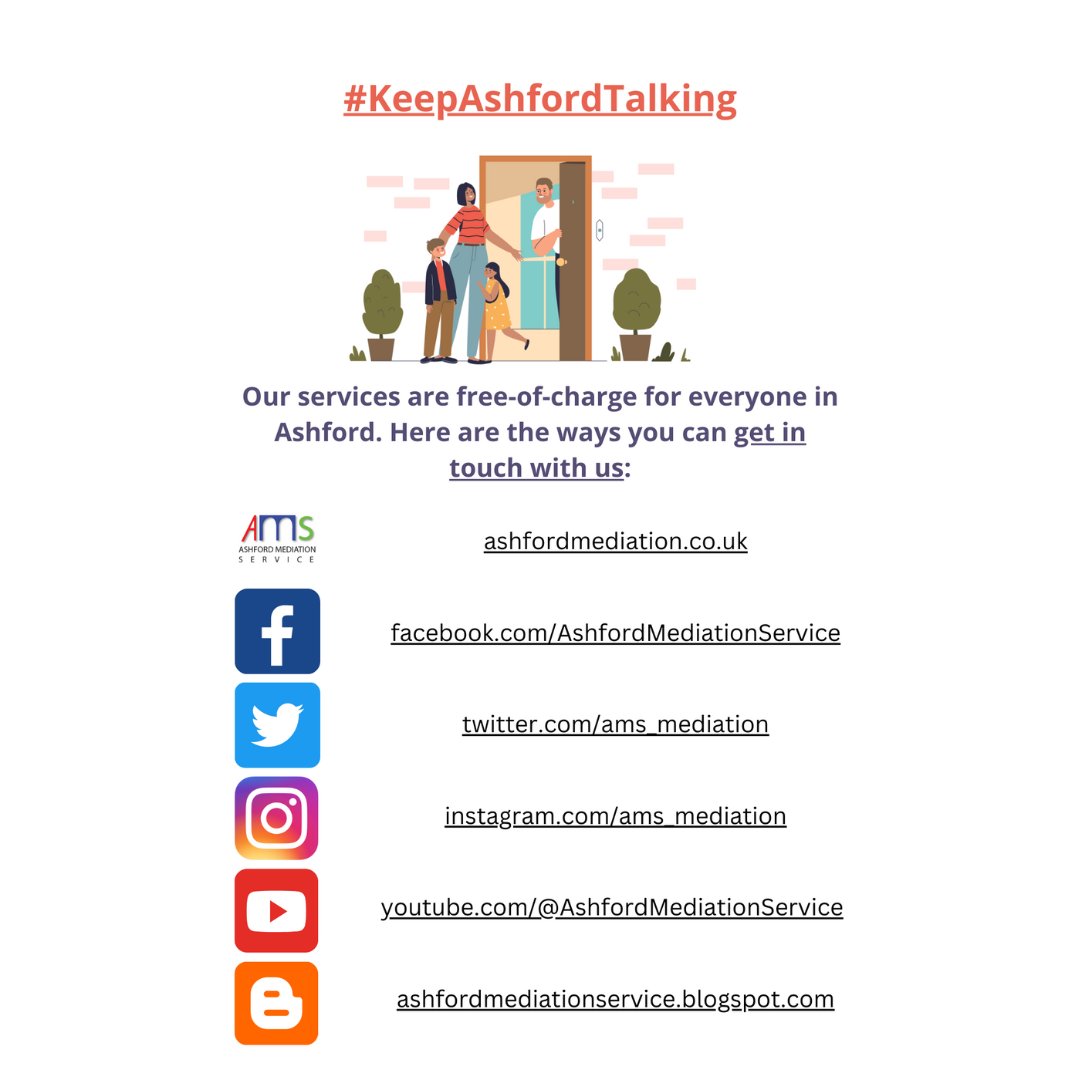 ams_mediation's tweet photo. We can help you resolve your disputes with neighbours, with family and in the workplace.

Find out more via our social media and get in touch with us through our website https://t.co/GQctS5d2Lm #AshfordMediationService #Mediation #MediationService #KeepAshfordTalking https://t.co/FvHc776pcl