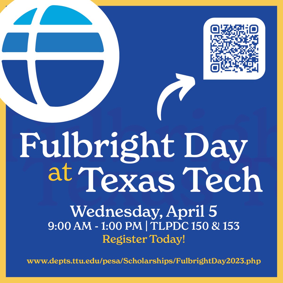 TTUPESA's tweet photo. Join us NEXT WEDNESDAY to learn how Fulbright can help you plan your next adventure abroad! Opportunities for faculty, staff, and students! #TTUFulbright #FulbrightDay2023

@TTUGradSchool @TTUHonors @ttustudyabroad https://t.co/xka0QwPio1