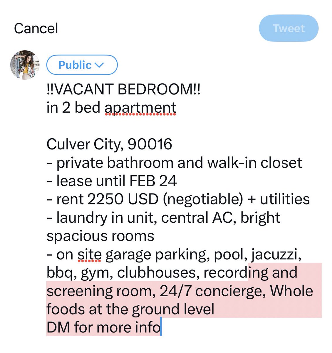 davidov_eli's tweet photo. ‼️VACANT BEDROOM‼️
+ private bath &amp; walk-in closet in spacious 2 bed apartment in VOX, Culver City

DM for more info. https://t.co/0PS7NGWHhV