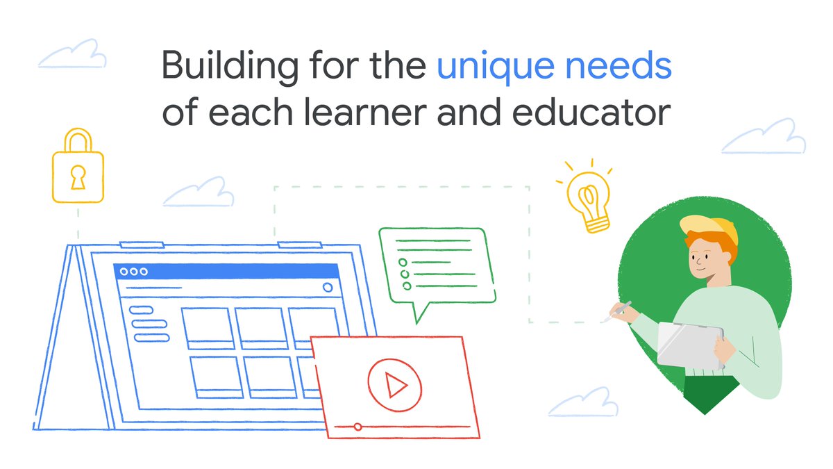 Google's tweet photo. We’re building towards a future where schools have access to technology to amplify educator impact, and help all students realize their personal potential. See how @GoogleForEdu is making learning more personal in their latest updates from #Bett2023 → https://t.co/nV0ty9voiF https://t.co/OPPVou7Xtg