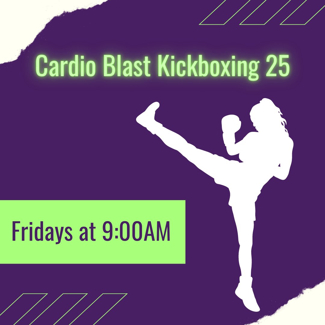 pinecommcenter's tweet image. Get ready to move in Cardio Blast Kickboxing 25! In this fitness class expect to do low impact boxing and kick boxing moves! This is a great short workout for improving cardiovascular endurance 😎