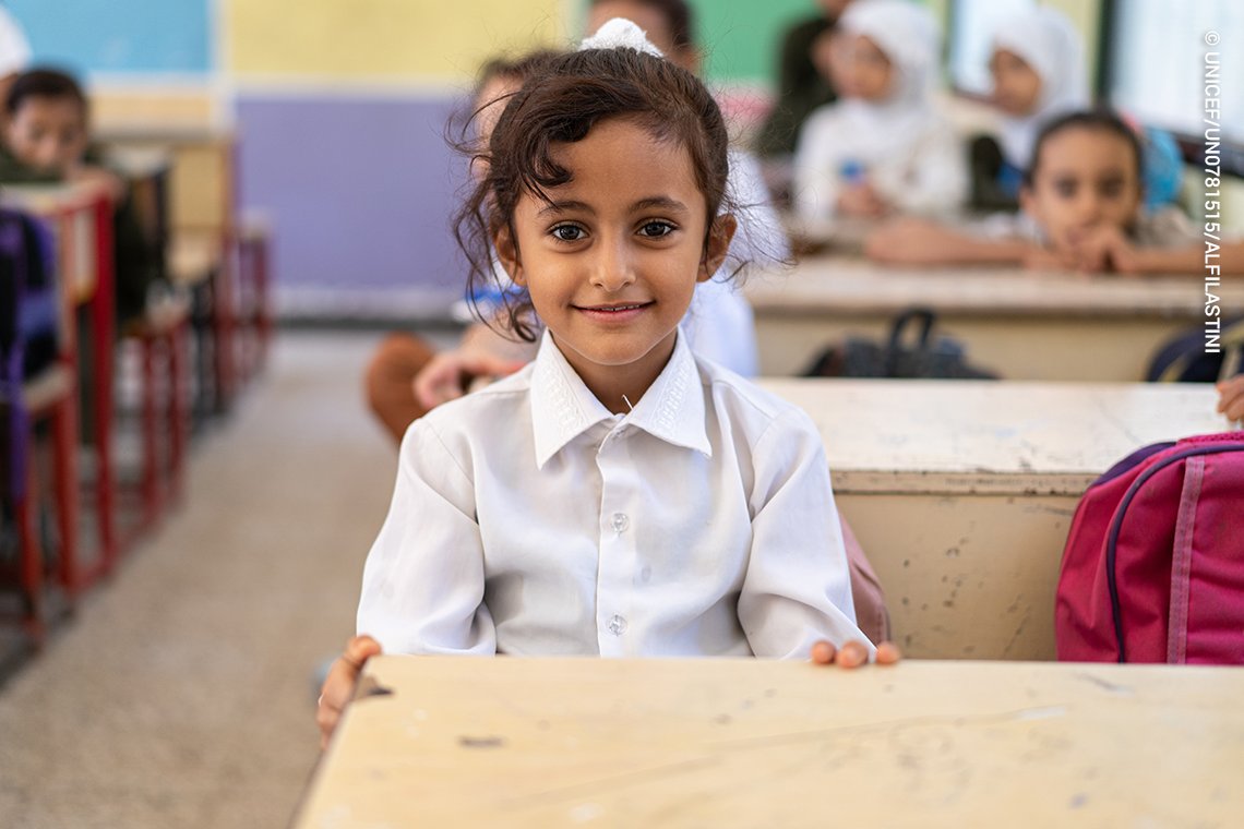 Nine years of war in #Yemen...

That means 9-year-old Zainab has never known a time without conflict. Yet, as she sits in class at her UNICEF-supported school in Abyan, she still finds joy in learning. “Studying is nice now,” she say. #ForEverChild, hope.