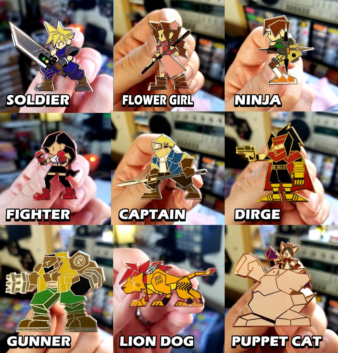 Our entire #FFVII #EnamelPins set is available now @ FFVIIPINS.com ⚔️