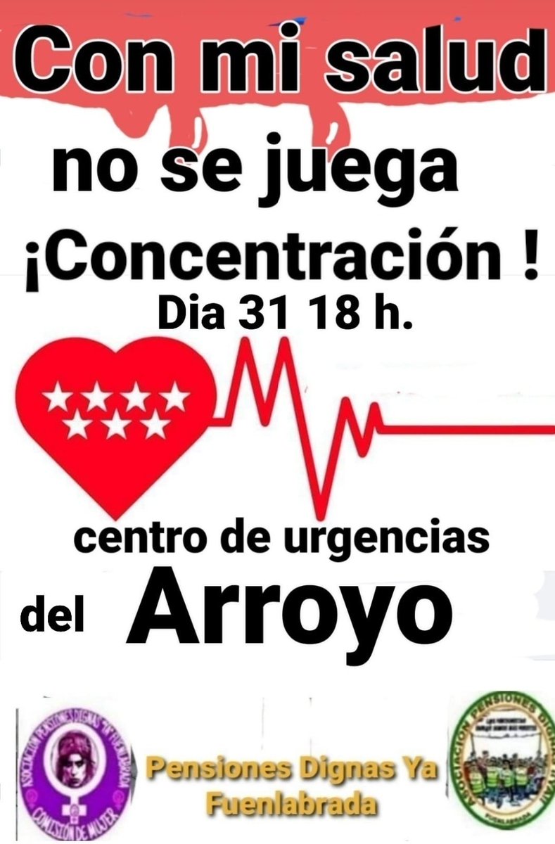 ConsultaFuenla's tweet photo. #Fuenlabrada se pone en pie este viernes en defensa de la #Sanidad, con la concentración de los viernes en #ElArroyo, y después, celebramos en el Salón de Actos de la Junta Municipal de El Arroyo Asamblea Preparatoria de la Consulta Popular, no faltes. https://t.co/Ql6YgQBSUq