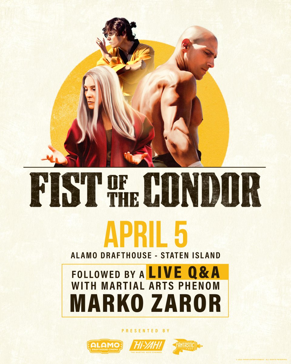 wellgousa's tweet photo. You may have seen him in @JohnWickMovie, rising star and martial arts sensation #MarkoZaror joins us in Staten Island for a live Q&amp;A following his latest film FIST OF THE CONDOR! 👊

Get your tickets here: https://t.co/1wHBwxnNA9 https://t.co/wDOHIBfbjz