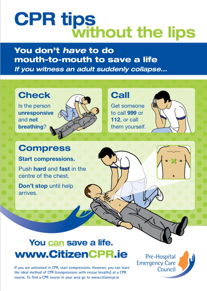 CPR WITHOUT mouth-to-mouth? 💋❌

Yes, it IS effective and WILL help, so don’t hesitate to try it if the situation necessitates. 

Read here to find out more: citizencpr.ie

#CPRSavesLives #CFR #CommunityFirstResponders #community #firstaid #portmarnock #malahide