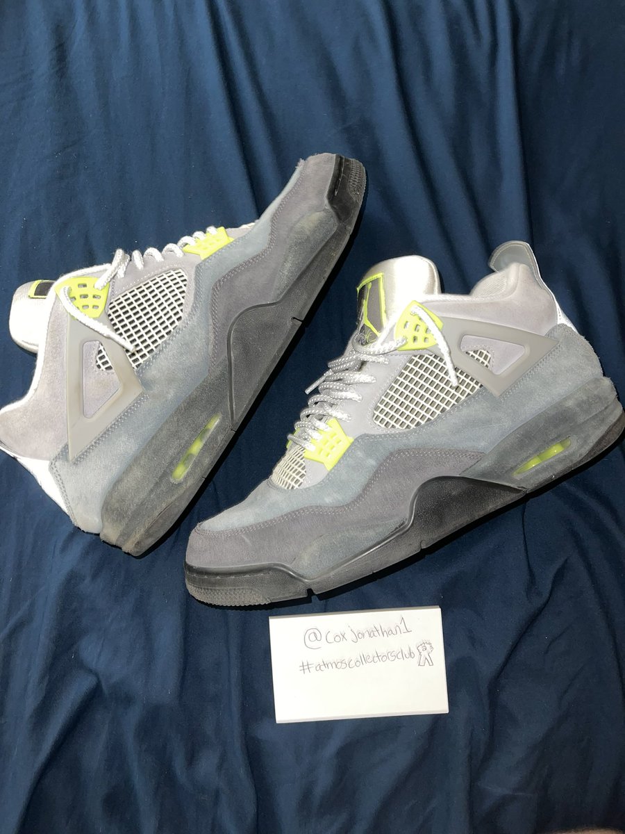 coxjonathan1's tweet photo. @atmos_usa Jordan 4 neon 95, such a clean colorway with an all suede upper, love this pair. @atmos_usa #atmoscollectorsclub #atmosweb size 14 https://t.co/lXCW71lWii