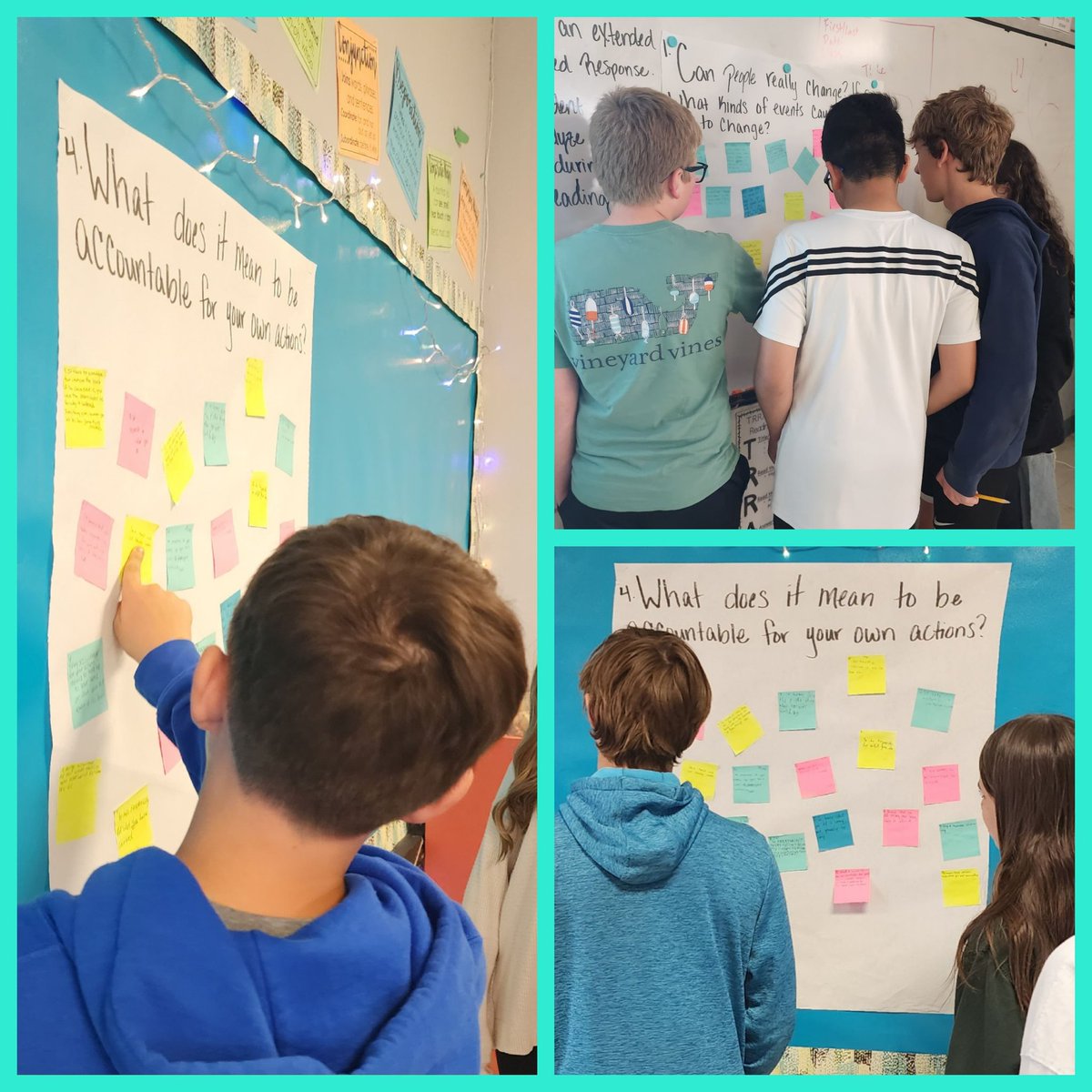 jk_baker91's tweet photo. Discussing essential questions using a gallery walk prior to starting our novel! #FocusLMS @LampasasMS https://t.co/25BhwzWAdD