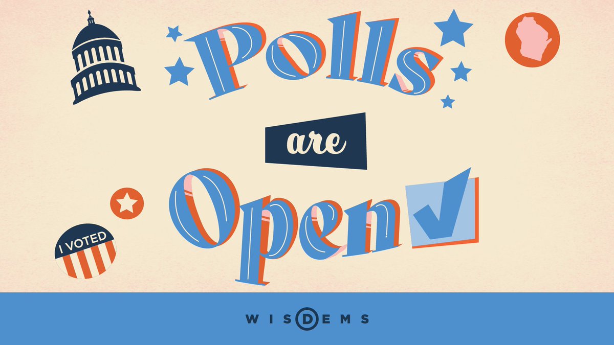 🗳️ ELECTION UPDATE: Polls are OPEN! Make your plan to vote at vote.wisdems.org, or call our Voter Assistance Hotline for questions at 608-336-3232. Happy voting, Wisconsin!