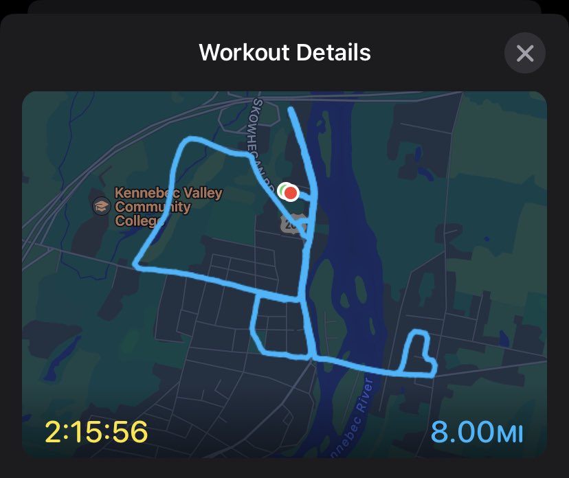 MathieuRegan17's tweet photo. New personal best! Most consecutive miles walked to date. My town has way too many hills yβall. π° #IndyMiniTraining https://t.co/Xa2edy7Bb0