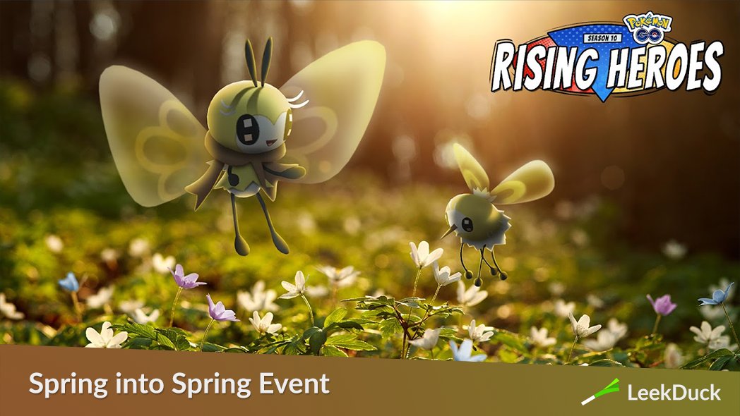 LeekDuck's tweet photo. During the Spring into Spring event, themed Pokémon will appear in the wild, Cutiefly and Ribombee will make their Pokémon Go debuts, and Riolu will hatch from 2 km Eggs! Pikachu and Eevee will be adorned with cherry blossoms.
Full Details: https://t.co/3yMM6kqnlp https://t.co/hRs7pwz2o4