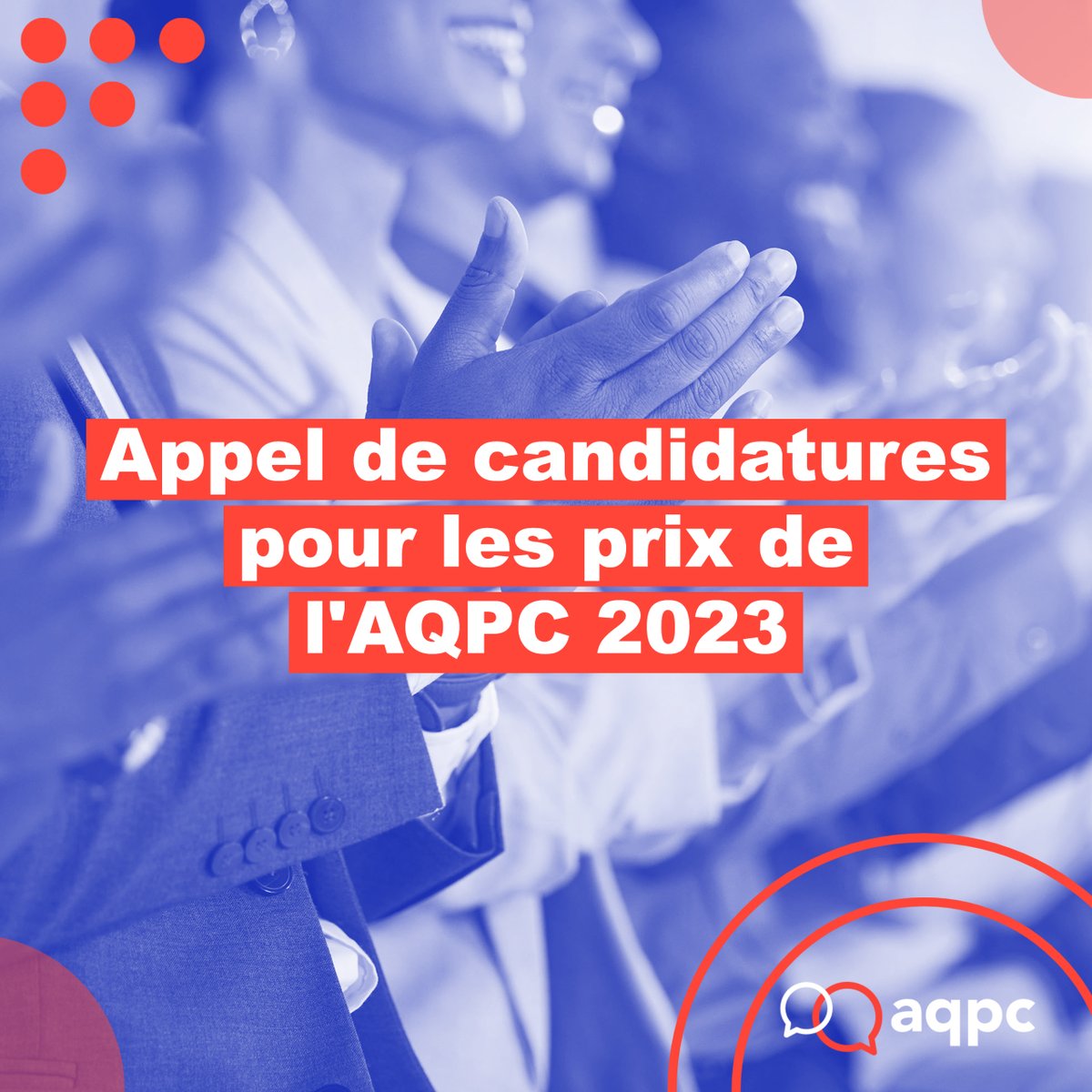 | 📅𝗗𝗮𝘁𝗲 𝗹𝗶𝗺𝗶𝘁𝗲: 𝟯𝟭 𝗺𝗮𝗿𝘀 |
Soumettez la candidature d’une personne au parcours exceptionnel à l’un ou l’autre des prix   AQPC. Ces prix seront remis lors du colloque en juin prochain à Rivière-du-Loup.
aqpc.qc.ca/fr/prixaqpc