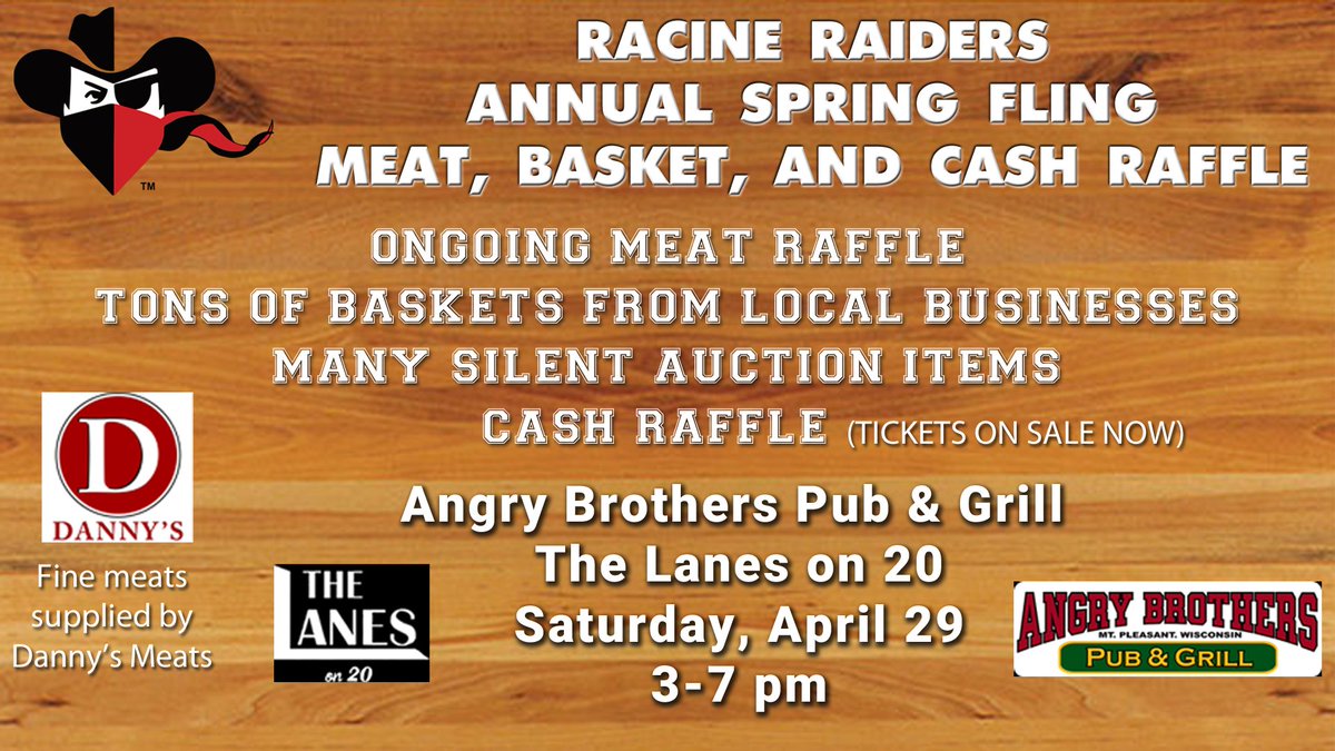 RacineRaiders's tweet photo. Mark your calendars to join us for our annual Spring Fling meat, basket, and cash raffle and silent auction! https://t.co/NwidtWtu0x