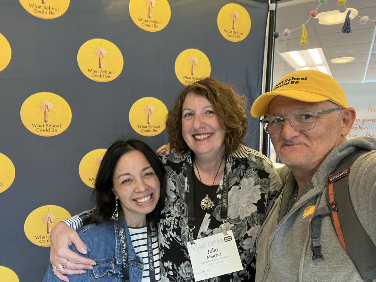 SchoolCouldBe's tweet image. Live and in 3D after many Zooms together! Julie, Josh, and Mel @joshreppun @melching5 @HumaneEducation @Be_Solutionary @ZoeWeil #whatschoolcouldbe #DeeperLearning23