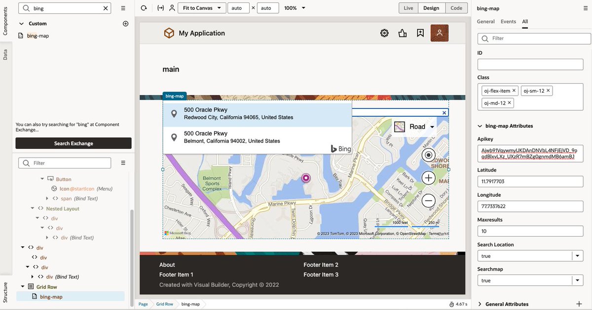 ShayOracle's tweet image. Need a map component in your #Oracle Visual Builder app? Learn how to integrate #bing maps in #OracleVB with a reusable component.
blogs.oracle.com/vbcs/