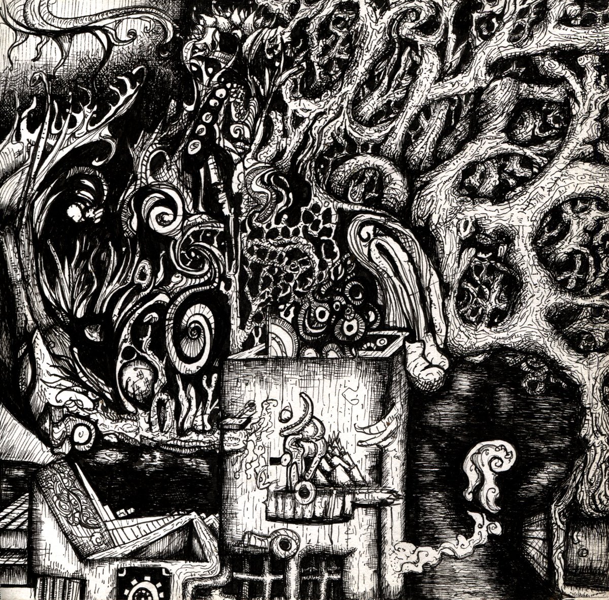 AnxiousLines's tweet image. A time lapse and the full drawing I've been working on called Garden of Time. I hope you enjoy!

#illustrations #timelapsedrawing #timelapse #peterdraws #linework #surrealart #sketchbook #doodle #blackandwhite #micronpen