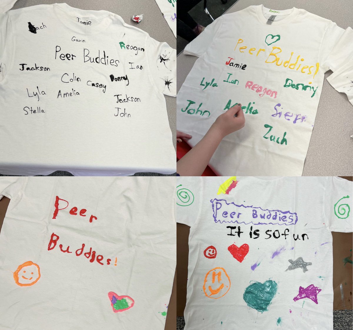 MissWeis16's tweet photo. Peer Buddies Year 2✌🏼 Building friendships and memories together! We celebrated the last day by decorating t-shirts! @MissMansonCRAS another year in the books! https://t.co/jAidtvnSly