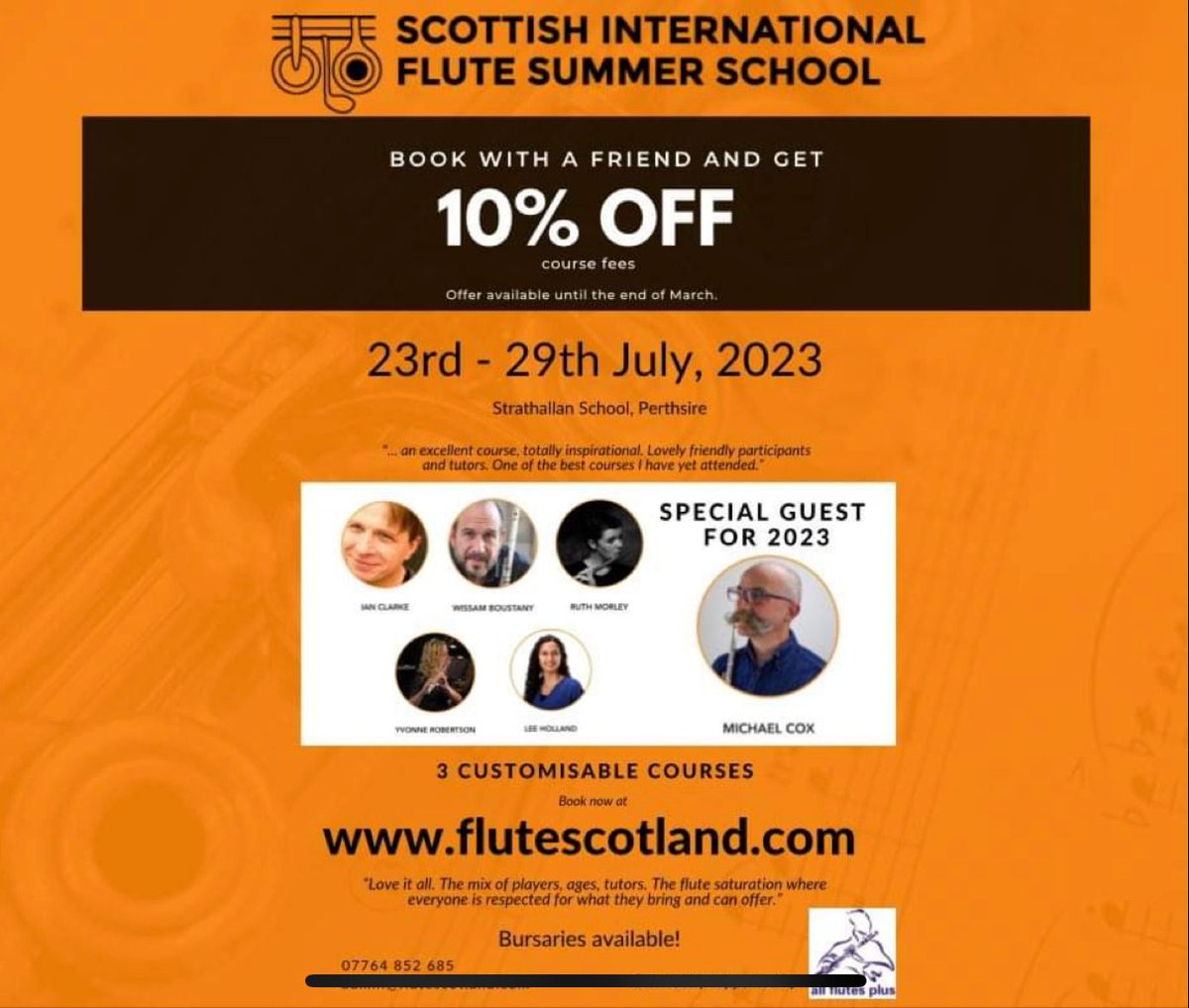 BritishFluteSoc's tweet photo. ‼There's only 2 more days to get 10% discount for The Scottish International Flute Summer School when you book with a friend!‼

The course is running from July 23rd to 29th in beautiful Perthshire and there's a great line up of teachers!

https://t.co/LIi0fmFSDW https://t.co/2vS8MVrNpV