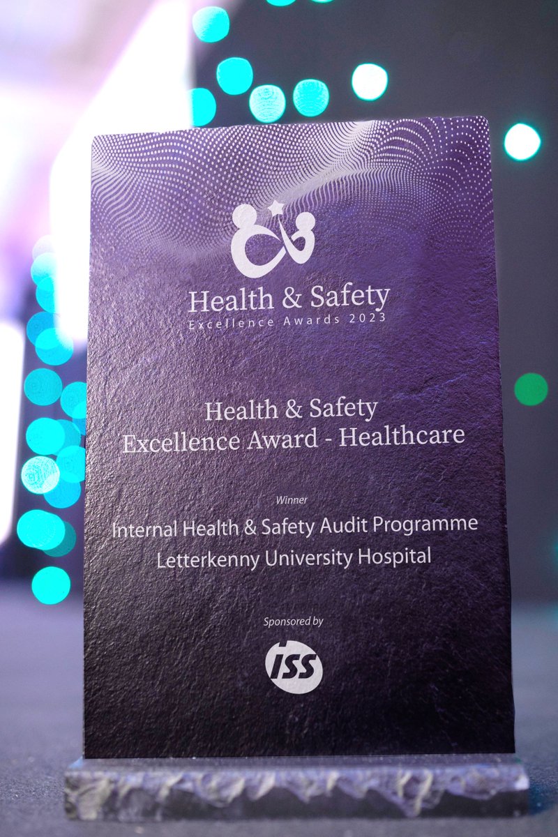 HSAwardsIRL's tweet photo. Well done Internal Health &amp; Safety Audit Programme - Letterkenny University Hospital on winning the Health &amp; Safety Excellence Award - Healthcare! #HSAwardsIRL Sponsored by @iss_ireland https://t.co/Xt1q3YC0ej