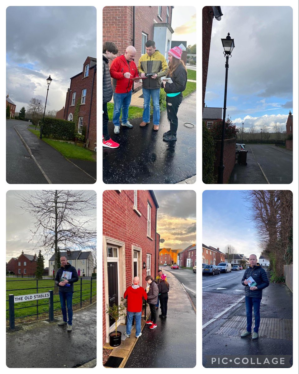 HenryMunroSF's tweet photo. #Killultagh &amp; #LisburnNorth Sinn  Féin canvass teams out this evening.

People need the the DUP boycott to end. People want to see their reps working closely together to tackle the cost of living &amp; health service crises &amp; to work hard for workers &amp; families.  

#workinghardforyou https://t.co/jHUICDZdRV