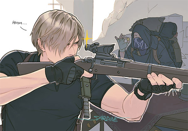 weapon gun multiple boys gloves fingerless gloves rifle 2boys  illustration images