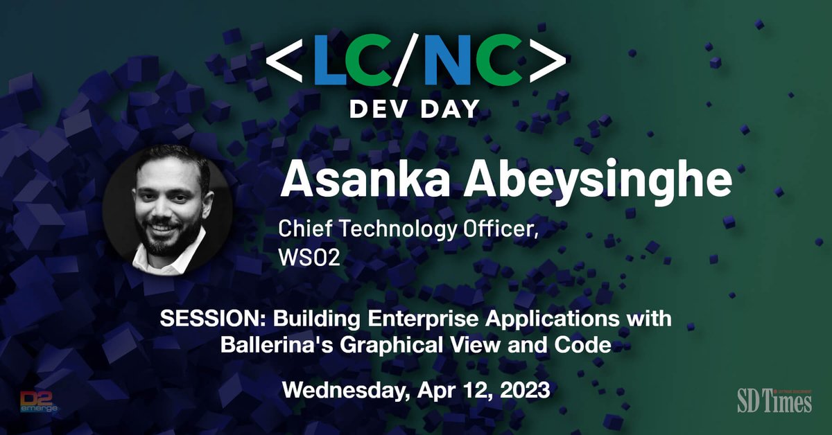 asankama's tweet image. I'll be speaking at @sdtimes #LCNCDevDay assets.sdtimes.com/lcnc-devday @ballerinalang #lowcode to #procode #CloudProgramming #NetworkServices #OpenSource