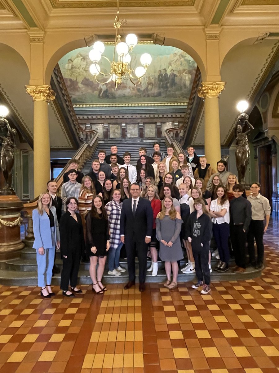 Lt. Governor Adam Gregg and the Special Assistant to the Lt. Governor, Morgan Fritz, with the class of 23. Morgan is better know for being a Lake Mills graduate.  Once a Bulldog, Always a Bulldog.