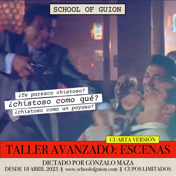 schoolofguion's tweet photo. Escribir guiones es escribir escenas.
Las escenas son microhistorias en sí mismas. No se escriben bien a la primera. Es ensayo y error. Este taller es para ese ensayo. Matriculas abiertas. Detalles acá: https://t.co/JqKtvBrXU2 https://t.co/EiDQj5aoM8