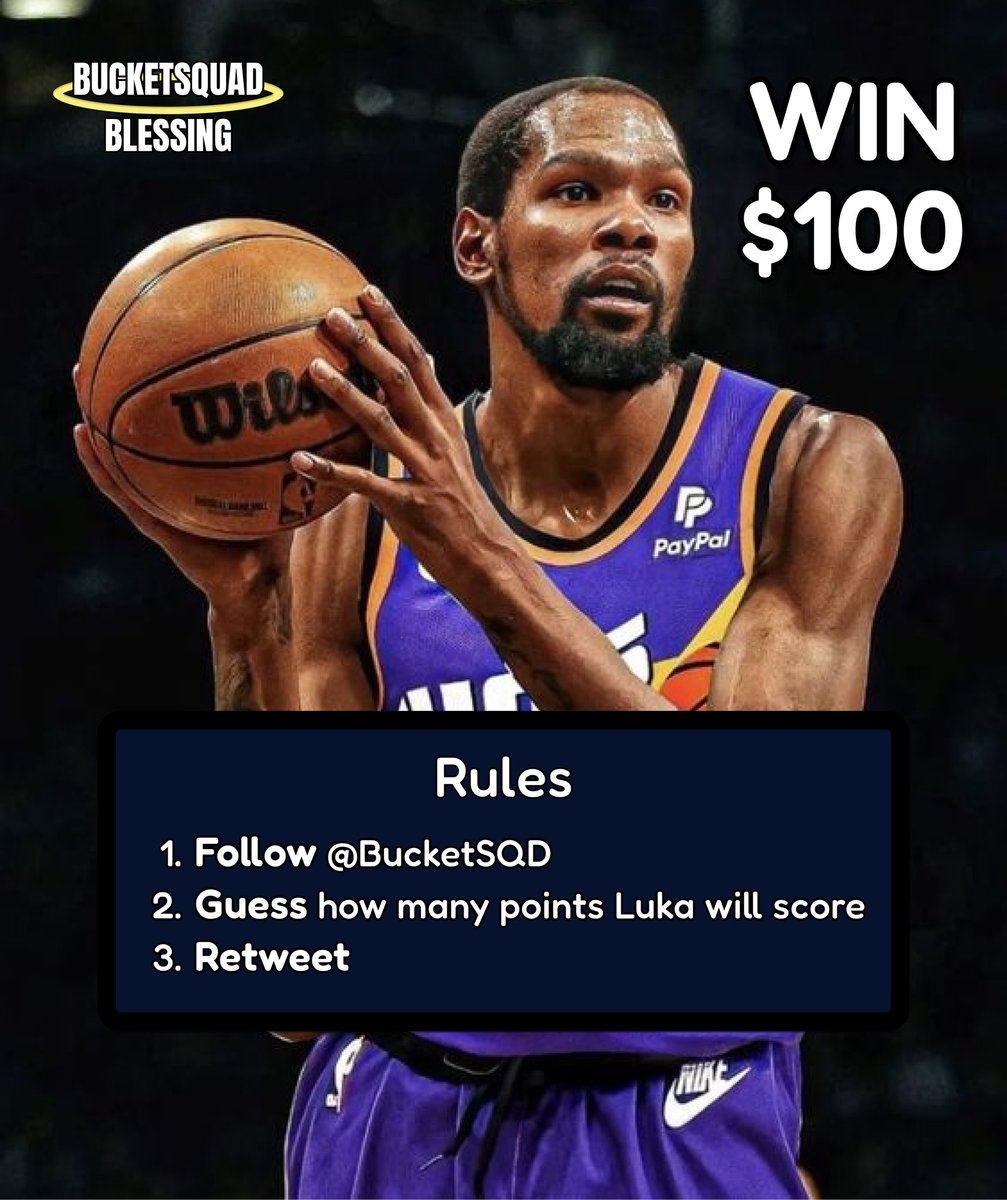BucketSQD's tweet photo. BUCKETSQUAD BLESSING ($100) 🚨

Rules

1. Guess how many points Kevin Durant will score tonight

2. Follow @BucketSQD 

3. Retweet 

Winner gets $100 (Timestamp is tiebreaker) https://t.co/G8sVRQK9SR