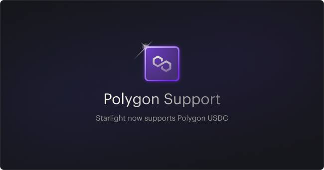 starlight_money's tweet photo. We're now supporting onramps, offramps, and transfers on Polygon 💖 Did we mention that we also offer all of this automated on Polygon? Now, you can really do more with lower gas.

Read more about our Polygon support here: https://t.co/TBpIa1AbhL https://t.co/6VPayNS79H