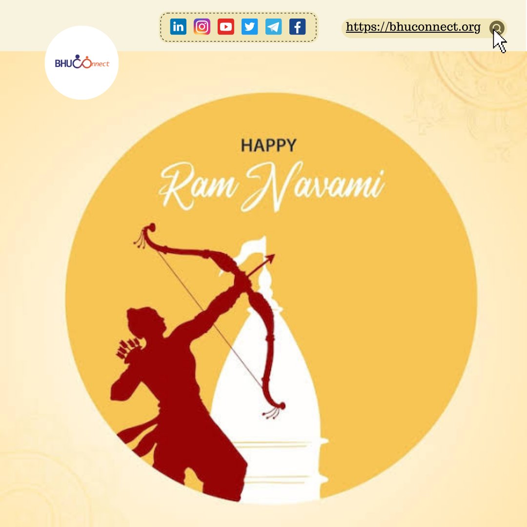 BHU_Connect's tweet photo. Team BHUC. wishes you "Happy Ram Navami;

Ram Navami is celebrated to mark the birth of Lord Ram to King Dasharath and Queen Kausalya in Ayodhya in Treta Yuga. https://t.co/F4BPGGBh0v