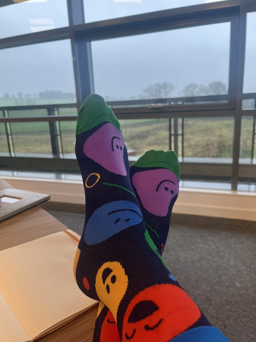 I don’t normally put my feet on the desk but I had to show off my amazingly bright #aialliance socks from #ScotAISummit 😍 @DataLabScotland @Scottish_AI
