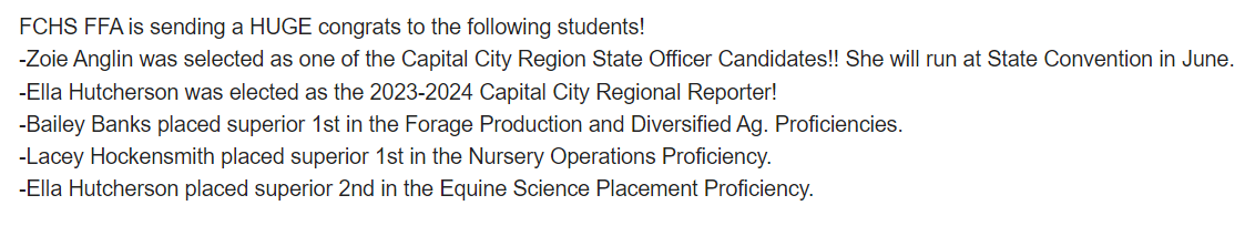 Take a look at our Flyer FFA students THRIVING at the Capital City Regional Paperwork Day!
#FlyersThrive #FlyerPride #WeAllThrive 
<a href="/OneTeamFCS/">Franklin County Schools</a>