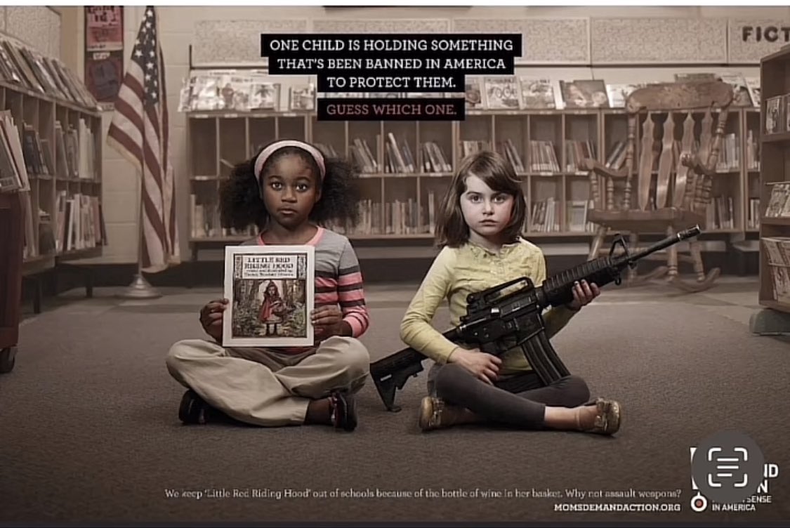 One child is holding something that's been banned in America to protect them; guess which one it is.