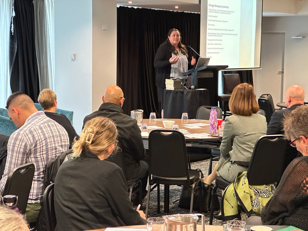 Lucinda Cassin, Clinical Director - Oranga Hinengaro at Te Aka Whai Ora, updates the audience at Addiction Leadership Day, including the news that Te Aka Whai Ora has specific funding to help address addiction issues.