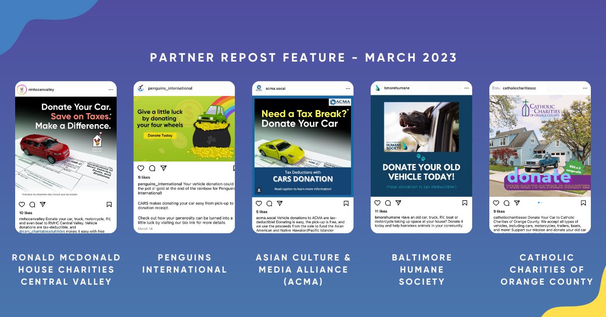 charitableauto's tweet photo. Rev up your engines and take a look at these March #VehicleDonation posts from our amazing partners! 🍀 Don't miss out on the chance to spread the word about our awesome #VehicleDonationProgram. Download social media content from our content portal to share with your supporters. https://t.co/JxHEoCFFR7