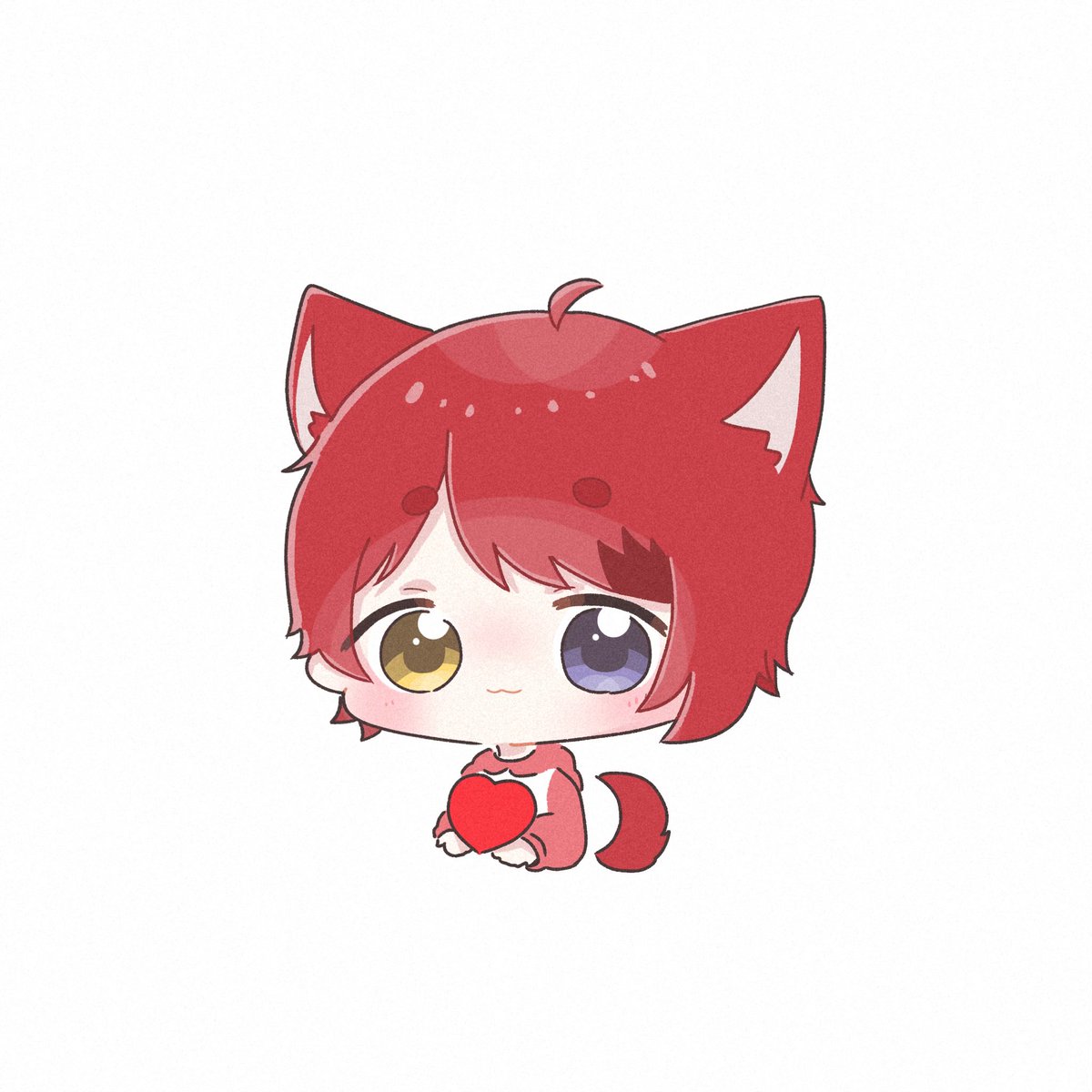 heterochromia animal ears 1boy male focus tail red hair yellow eyes  illustration images