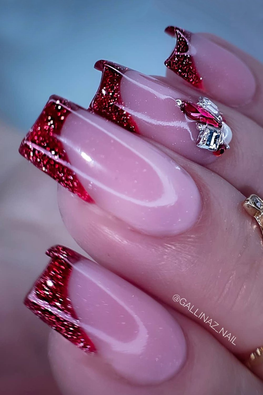 Pretty sugar glitter french with... - Sally B's Acrylic nails | Facebook