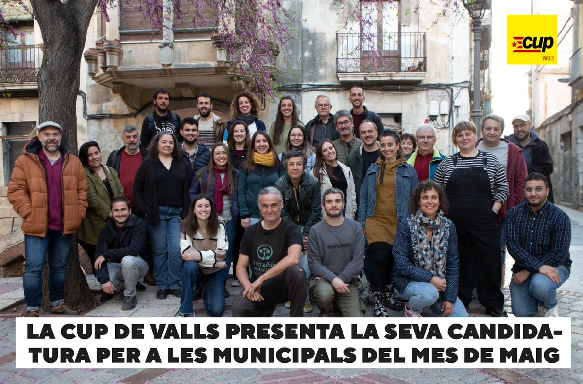 cupvalls's tweet photo. ⏩💥LA CUP DE VALLS PRESENTA LA SEVA CANDIDATURA PER A LES MUNICIPALS DEL MES DE MAIG 

📢Sota el lema “El que cal és actuar”, la CUP vol posar les persones al centre de les polítiques municipals.

#ElQueCalÉsActuar https://t.co/ij6bJRMCcH