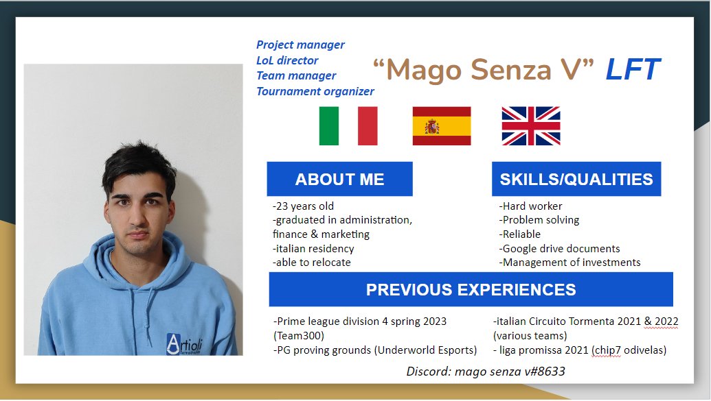 Mago senza v (@alexschenato) on Twitter photo After <a href="/Team300O/">Team300_official</a> get promoted in prime league div3, i've been allowed to look for other options for next split/new projects
<a href="/lft_prime/">Prime League LFT</a> <a href="/LoL_LFT_ITA/">LoL LFT ๐ฎ๐น</a> <a href="/LFT_Original/">Looking For a Team โก</a> <a href="/LFT_LoL_EU/">LFT_LoL_EU</a> <a href="/LoL_LFT_Fr/">LoL LFT Fr</a> <a href="/LoL_LFT/">LoL Looking For Team ๐ฎ๐น ๐ช๐บ</a> <a href="/LFT_LOL_ES/">LFT_LOL_ES</a> @lol_lft <a href="/LFT_PL/">LFT POLAND</a>
like+retweets really appreciated After <a href="/Team300O/">Team300_official</a> get promoted in prime league div3, i've been allowed to look for other options for next split/new projects
<a href="/lft_prime/">Prime League LFT</a> <a href="/LoL_LFT_ITA/">LoL LFT ๐ฎ๐น</a> <a href="/LFT_Original/">Looking For a Team โก</a> <a href="/LFT_LoL_EU/">LFT_LoL_EU</a> <a href="/LoL_LFT_Fr/">LoL LFT Fr</a> <a href="/LoL_LFT/">LoL Looking For Team ๐ฎ๐น ๐ช๐บ</a> <a href="/LFT_LOL_ES/">LFT_LOL_ES</a> @lol_lft <a href="/LFT_PL/">LFT POLAND</a>
like+retweets really appreciated