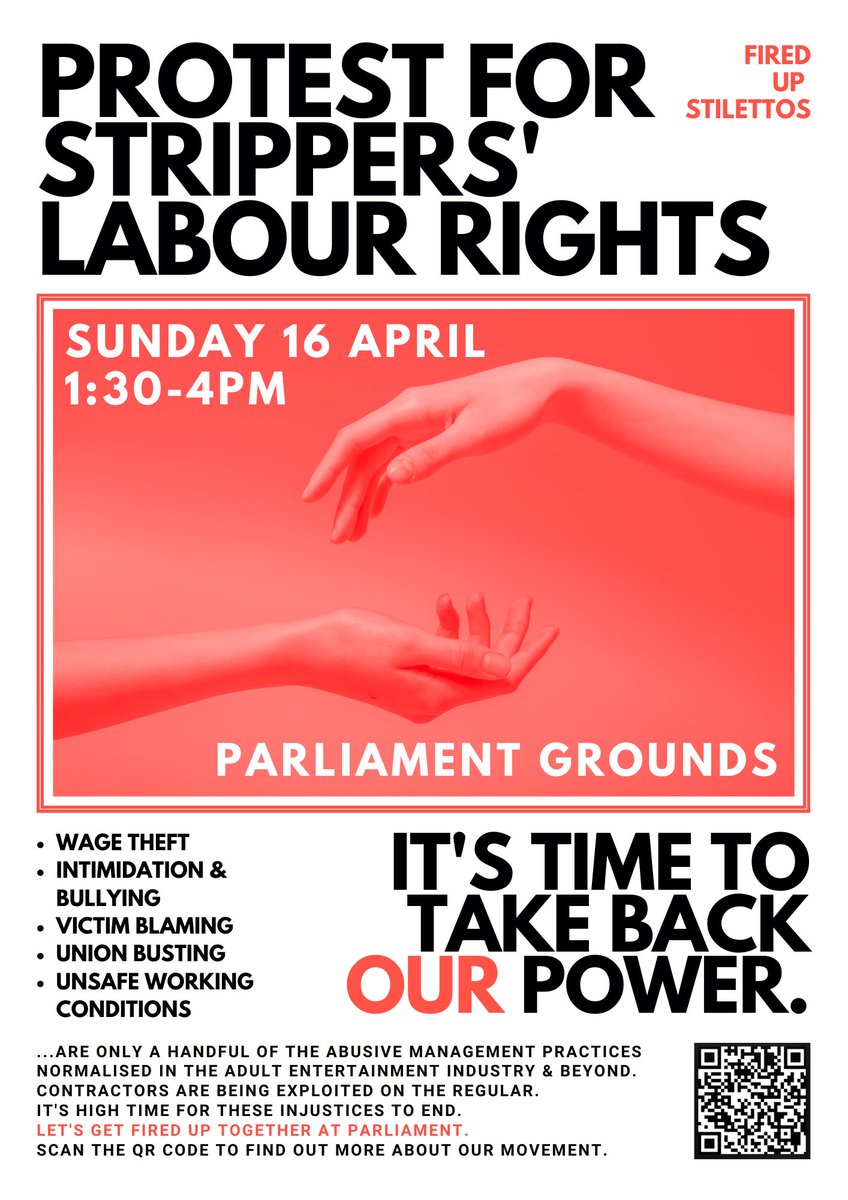 Let’s go 🔥 👠 Come #kickupaFUS with the Fired Up Stilettos. We have been approved for the first ever protest hosted by strippers on parliament grounds… ALL SWers &amp; CONTRACTORS UNITE! Please take a moment to share and sign our petition in comments! 🔥 👠